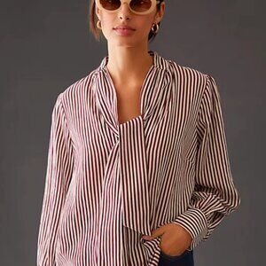 Maeve | Striped Long Sleeve with Bow-Tie